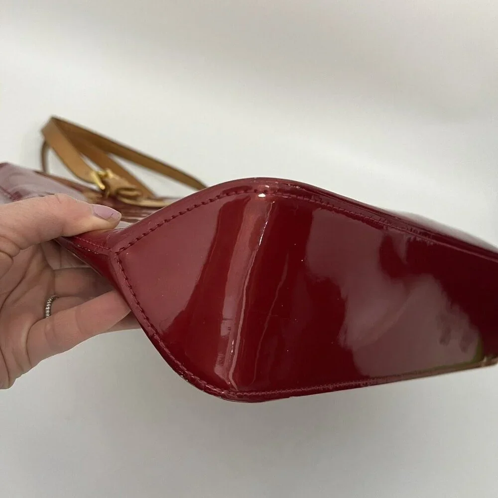 Louis Vuitton Tote Bag Brentwood Vernis Monogram Patent Leather Red Shoulder